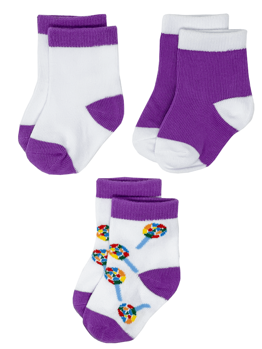 Organic Baby Sock Collection: Lollipop Hippo (3 Pairs)