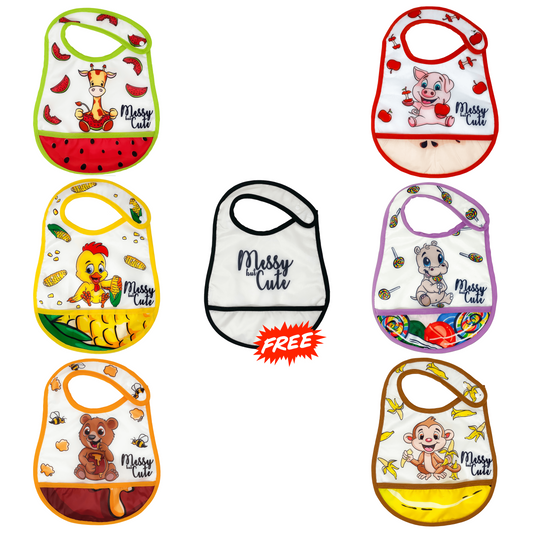 7-Pack Reversible Microfiber Waterproof Unisex Baby Bib Bundle (Organic)