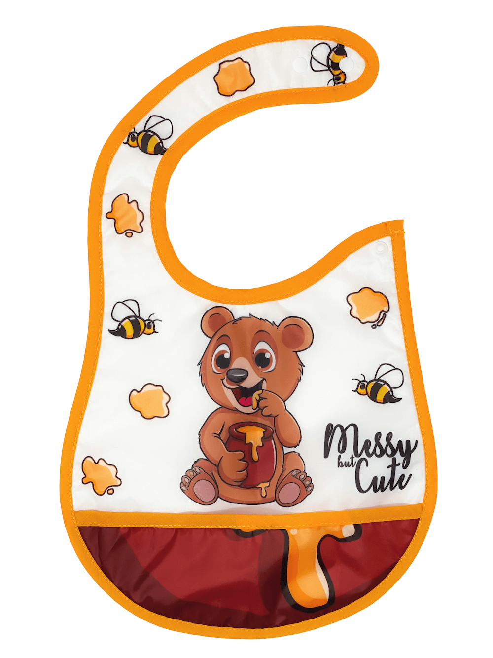 Reversible Microfiber Waterproof Unisex Baby Bib: Honey Bear (Organic)