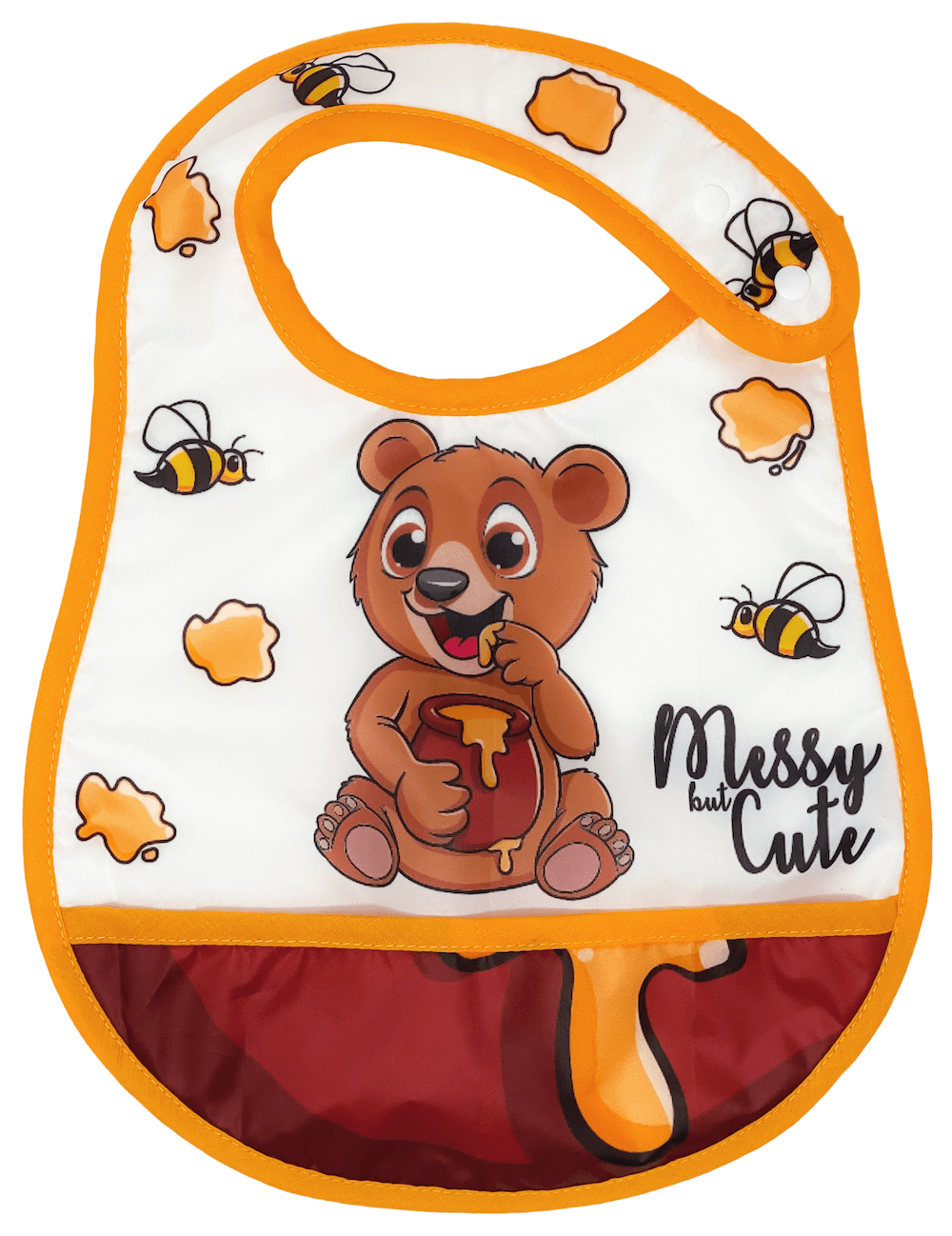 Reversible Microfiber Waterproof Unisex Baby Bib: Honey Bear (Organic)