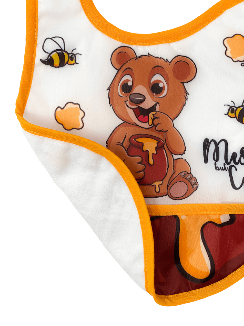 Reversible Microfiber Waterproof Unisex Baby Bib: Honey Bear (Organic)