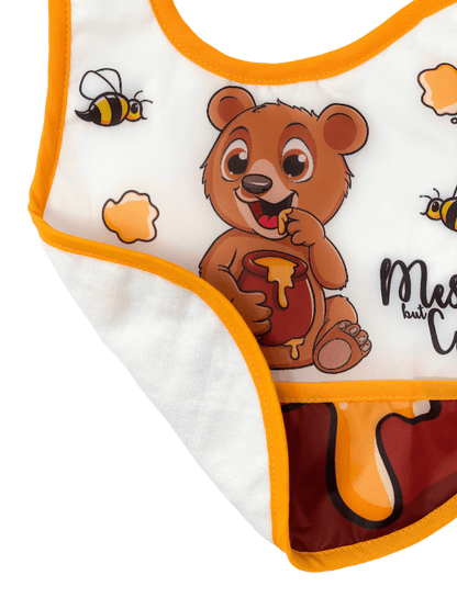 Reversible Microfiber Waterproof Unisex Baby Bib: Honey Bear (Organic)