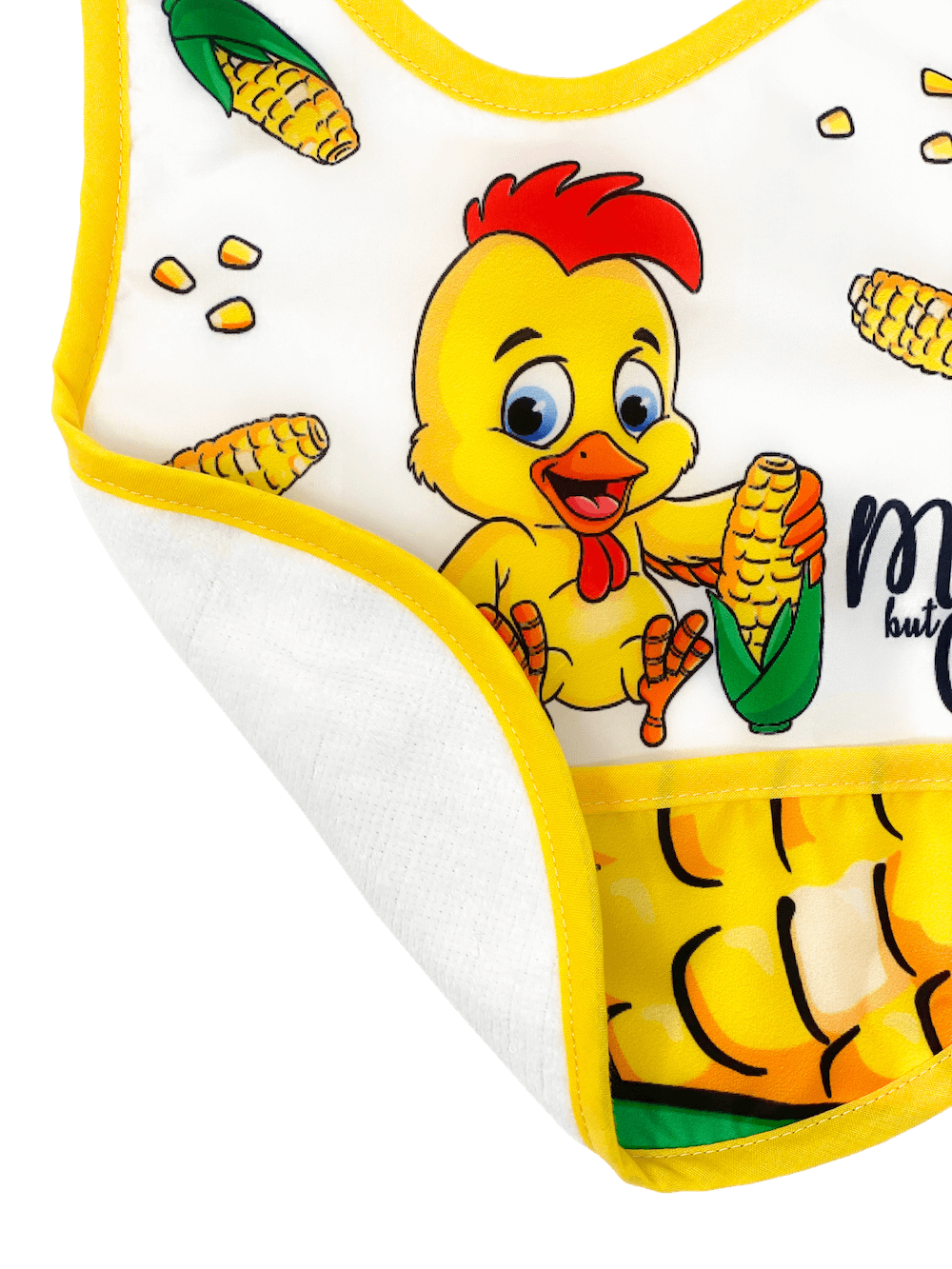 Reversible Microfiber Waterproof Unisex Baby Bib: Corn Chicken (Organic)