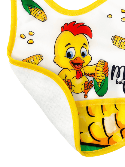 Reversible Microfiber Waterproof Unisex Baby Bib: Corn Chicken (Organic)