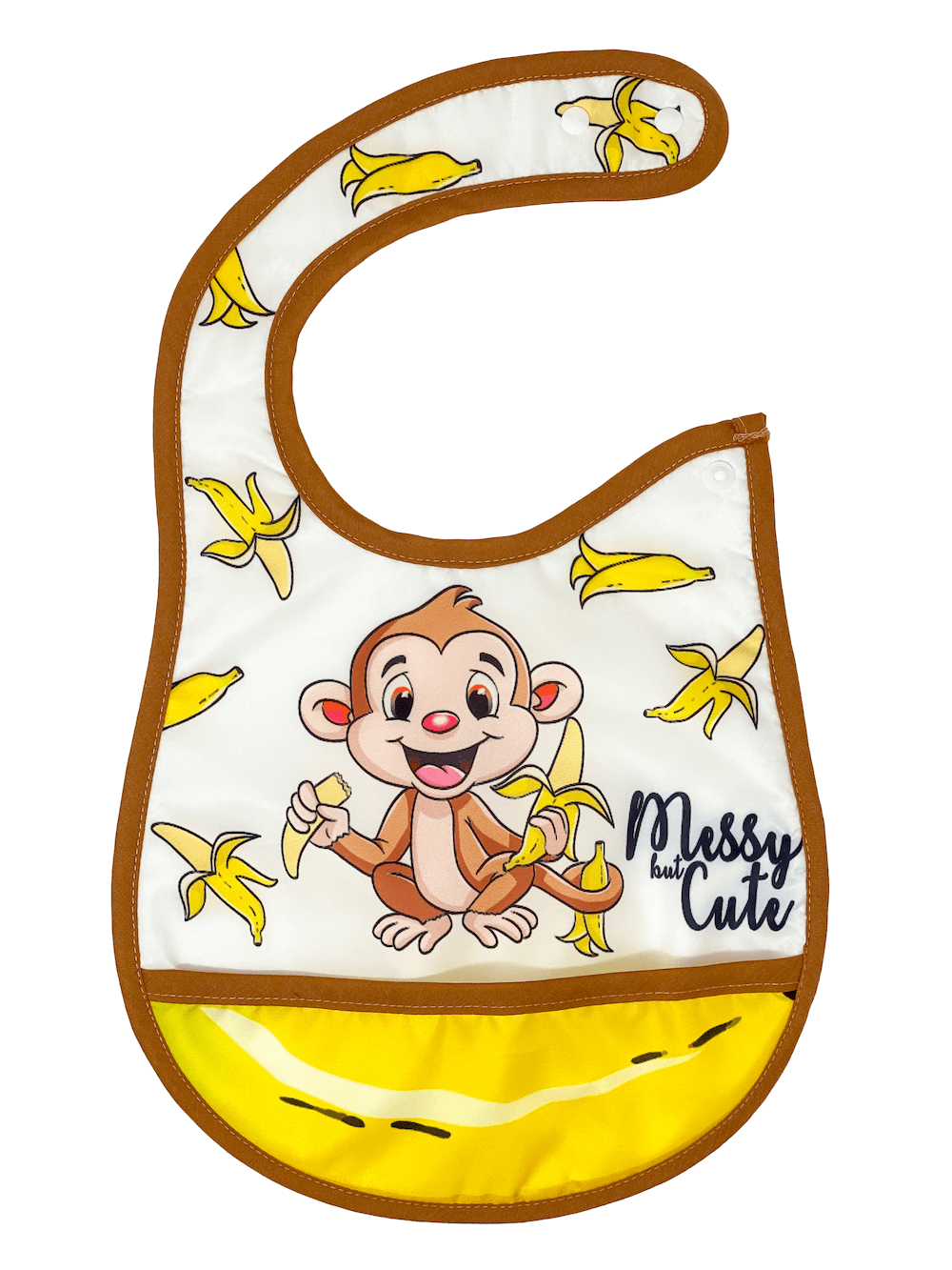 Reversible Microfiber Waterproof Unisex Baby Bib: Banana Monkey (Organic)