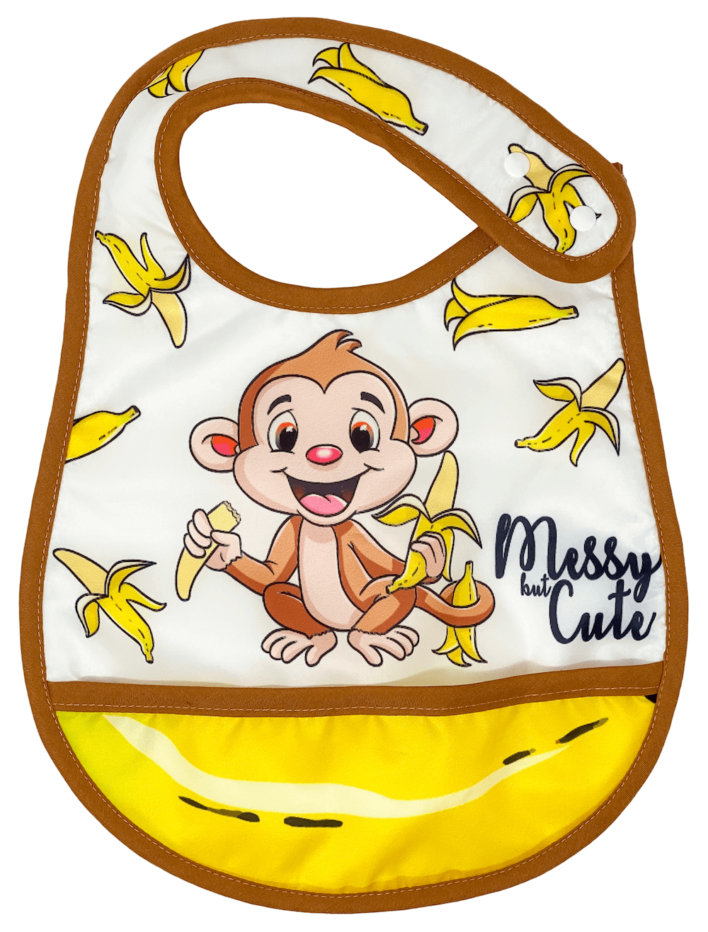 Reversible Microfiber Waterproof Unisex Baby Bib: Banana Monkey (Organic)