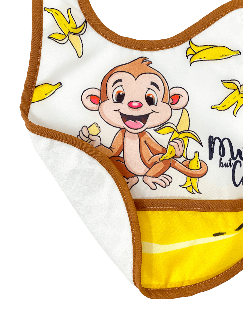 Reversible Microfiber Waterproof Unisex Baby Bib: Banana Monkey (Organic)