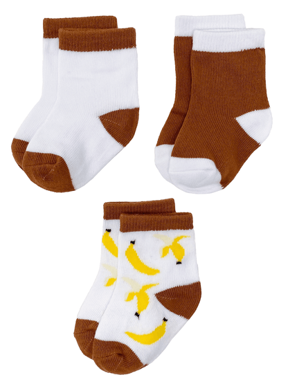 Organic Baby Sock Collection: Banana Monkey (3 Pairs)