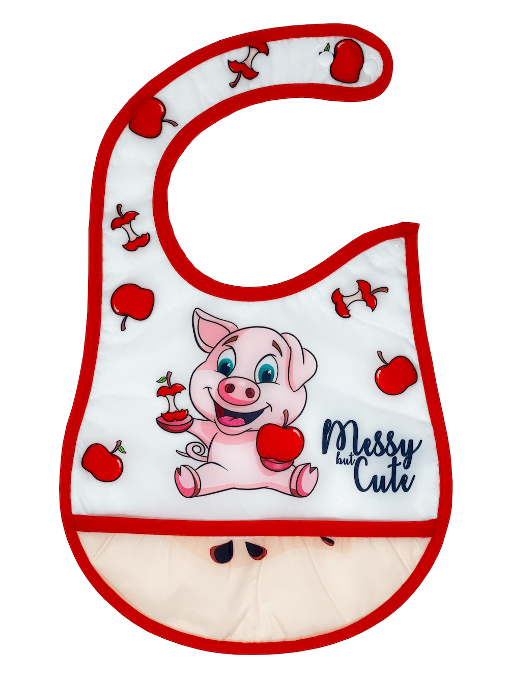 Reversible Waterproof  Microfiber Unisex Baby Bib: Apple Pig (Organic)